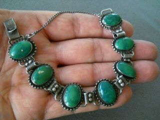 Old Southwestern Native American Navajo Fox Turquoise Sterling Silver Bracelet