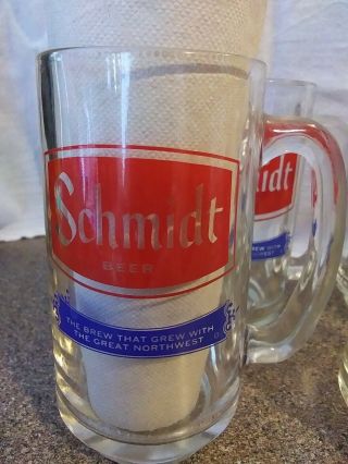 4 Vintage Schmidt Beer Mugs " The Brew That Grew With The Great Northwest " 5.  5 "