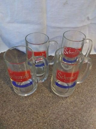 4 Vintage Schmidt Beer Mugs 