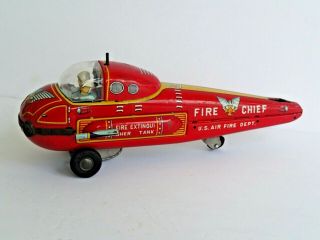 Rare Vintage Tin Friction Toy Fire Chief Helicopter Made In Japan Tn Nomura