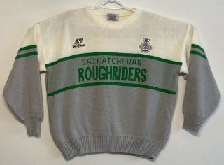 Vtg Vintage 1989 Saskatchewan Roughriders Cfl Grey Cup Champions Sweater Medium