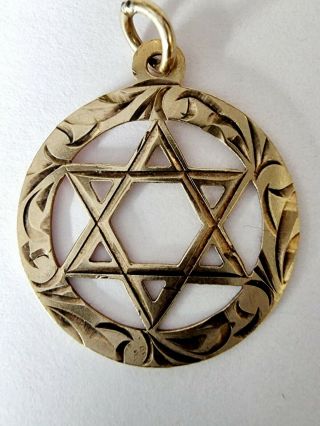 Star Of David 9ct 375 Gold Pendant Or Charm,  Vintage 1978 1.  6g (wg5)