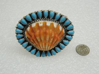 Sterling Silver Turquoise Spiny Oyster Cuff Bracelet Tonya Rafael N361 - A