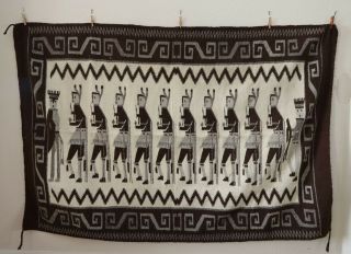 Vintage Navajo Rug Size 7 Ft 2 Inches By 4 Ft.  10 Inches Yeibichai Dancers