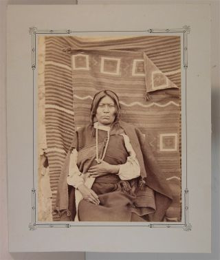 1875 Native American Zuni Indian Brave Large Albumen Photo By Hillers Card Mount