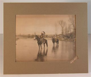 1900 Native American Sioux Indian Art Photo " The Ford " By Charles Carpenter