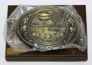Gulf Oil Cumberland Farms 9 Year Big Rig Safe Driver Belt Buckle W/box