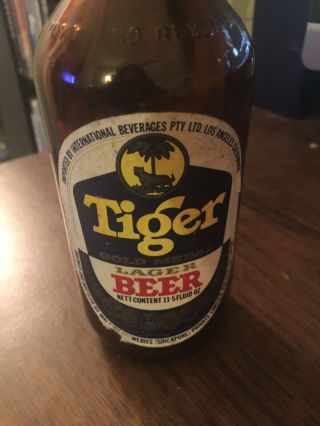 Vintage Tiger Gold Medal Lager Beer Bottle Empty Singapore (man Cave) Bar