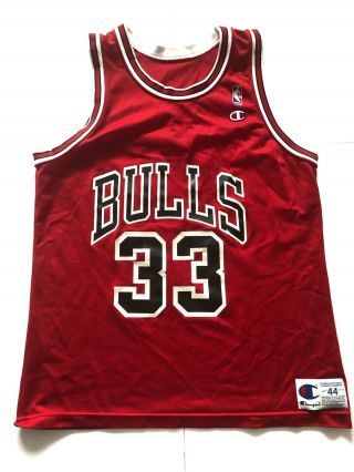 Vintage Scottie Pippen 33 Chicago Bulls Red Champion Jersey 44 Large Last Dance