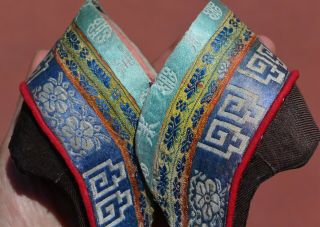 Old Chinese Brocade Silk Embroidery Textile Bound Feet Lotus Shoes