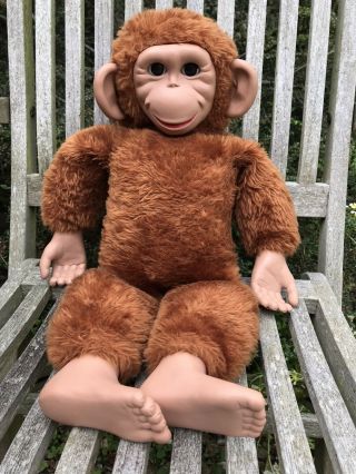Vintage 1960s 1970s Monkey Toy Similar Jacko Chad Valley - Go To Sleep Eyes