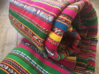 Guatemalan Corte Frabric Vintage Multicolor Mayan Skirt 33 X 148 " Ethnic