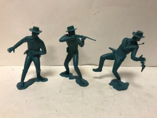 Vintage 1970’s Set Of 3 Marx 6” Us Cavalry Toy Soldiers Rare Poses Complete