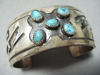 Rare Vintage Navajo Dodson Turquoise Sterling Silver Bracelet