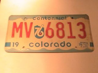 Vintage 1976 Colorado Car Auto Bi Centennial License Plate Tag State Mv 6813