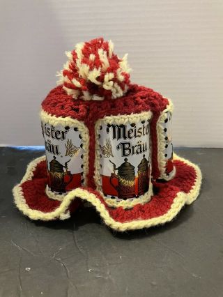 Vintage Meister Brau Beer Can Crochet Hat