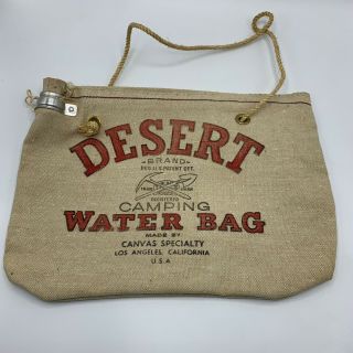 Vintage Desert Water Bag Camping Hiking - Possibly - Flax - Usa Made