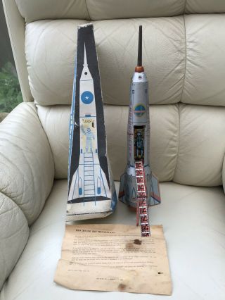 Vintage 1960s Tinplate Holdraketa Friction Space Rocket