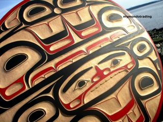 Northwest Coast First Nations 32 " Eagle,  Whale,  Woodpecker Art Carving,  Signed