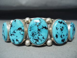 Magnificent Vintage Hopi Morenci Turquoise Sterling Silver Bracelet Signed