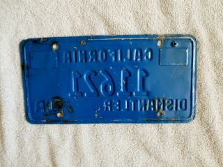 1970 ' s 80 ' s Blue and Yellow California Dismantler 1A License Plate 11621 2