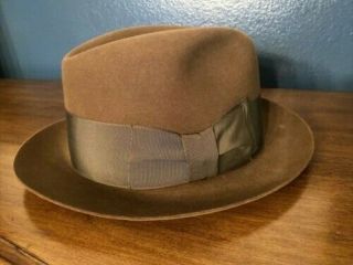 Vintage Stetson Royal De Luxe The Eagle Fedora Hat Mens Size 7 3/8 Brown 1940 