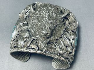 241 Gram Monster Buffalo Navajo Turquoise Sterling Silver Bracelet