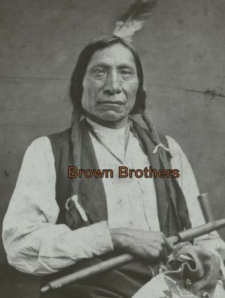 1890s Native American Indian Sioux Chief Red Cloud Glass Photo Transparency - Bb