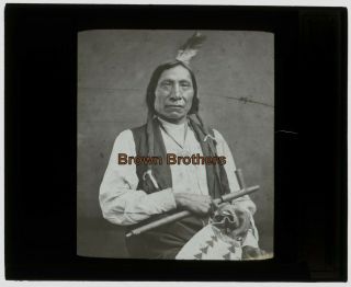 1890s Native American Indian Sioux Chief Red Cloud Glass Photo Transparency - BB 2