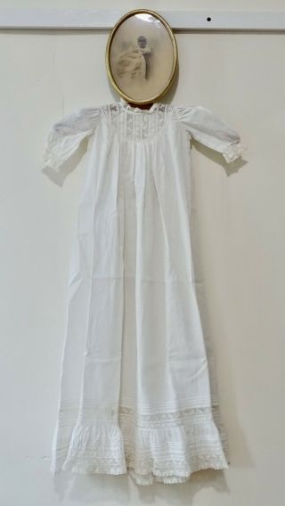Antique Victorian Christening Gown Dress All Tiny Hand Stitching With Photo.