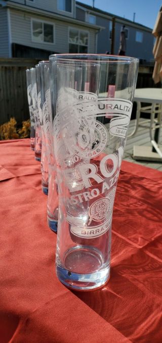 Set Of 6 Peroni Nastro Azzurro Etched Beer Glasses.  4l