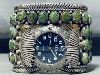 The Best Vintage Navajo Green Spiderweb Turquoise Sterling Silver Watch Bracelet