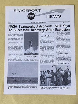 April 23,  1970 Apollo 13 Nasa Teamwork,  Astronauts’ Skills Keys To Success