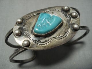 Exceptional Vintage Navajo Turquoise Sterling Silver Native American Bracelet