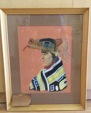 Thlinget Indian Chief Alaska Coast By Howard Mather Ca.  1922 Pastel