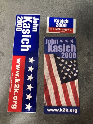 John Kasich For President 2000 Ohio Governor Bumper Sticker & Pamphlet
