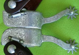 Rocha Vintage Sterling Silver Show Spurs 1 - 1/2 " Wide Band Long Curvd Shank Nr