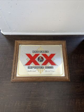 Vintage Dos Equis Xx Imported Beer Bar Pub Mirror Sign Man Cave Large Bar Ware