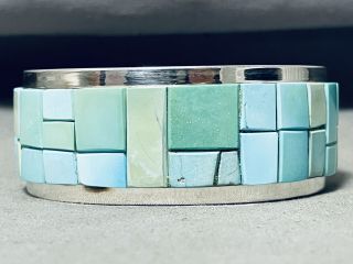 Authentic Tommy Jackson Navajo Turquoise Sterling Silver Inlay Bracelet