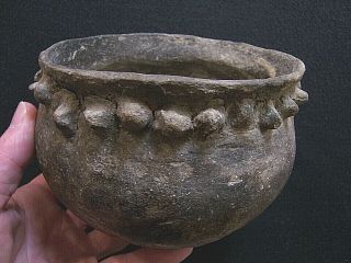 Solid Authentic Mississippian Noded Pottery Jar From Pemiscot Co. ,  Missouri