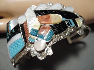 One Of The Best Vintage Zuni Turquoise Kachina Sterling Silver Bracelet