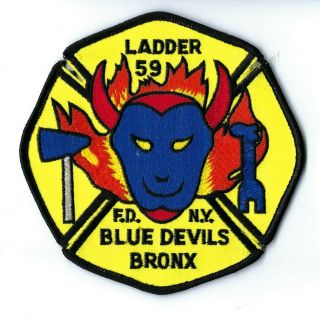 York City Fire Dept.  Fdny Ladder 59 " Blue Devils Bronx " Patch -