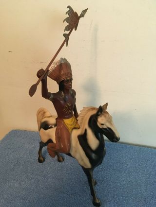 Vintage Lido Indian Chief Red Cloud & Black And White Pinto Horse