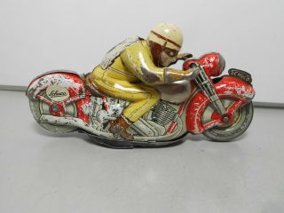 Schuco Made In Us Zone Of Germany Racing Motocycle Tin Plate Clockwork 13 Cms