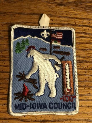 Vtg 1970s Boy Scouts Of America 4”x3” Patch Mid - Iowa Council Nos