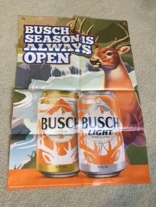 24 " X 34 " Busch Hunters Beer Banner Deer Orange Rifle Hunting Shack