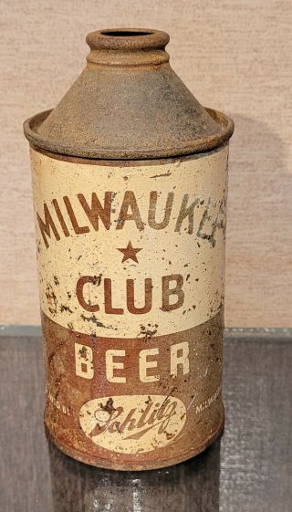 1940s Schlitz Milwaukee Club High Profile Cone Top Beer Can Irtp Wisconsin