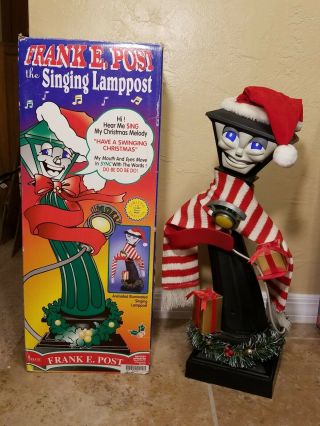 Vtg.  Telco Frank E.  Post 22” Animated Singing Christmas Lamppost W/ Box Lights