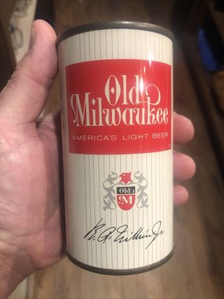 Old Milwaukee Empty Flat Top Beer Can Schlitz Brewing Milwaukee Wisconsin 1962