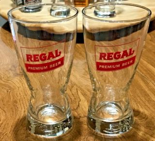 Vintage Regal Premium Beer Pilsner 12 Oz 2 Beer Glasses Official Product